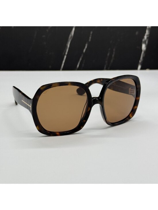 NEW TOM FORD SAFFRON TF1221 52E HAVANA/BROWN WOMEN OVERSIZED SUNGLASSES FT1221 main image 4